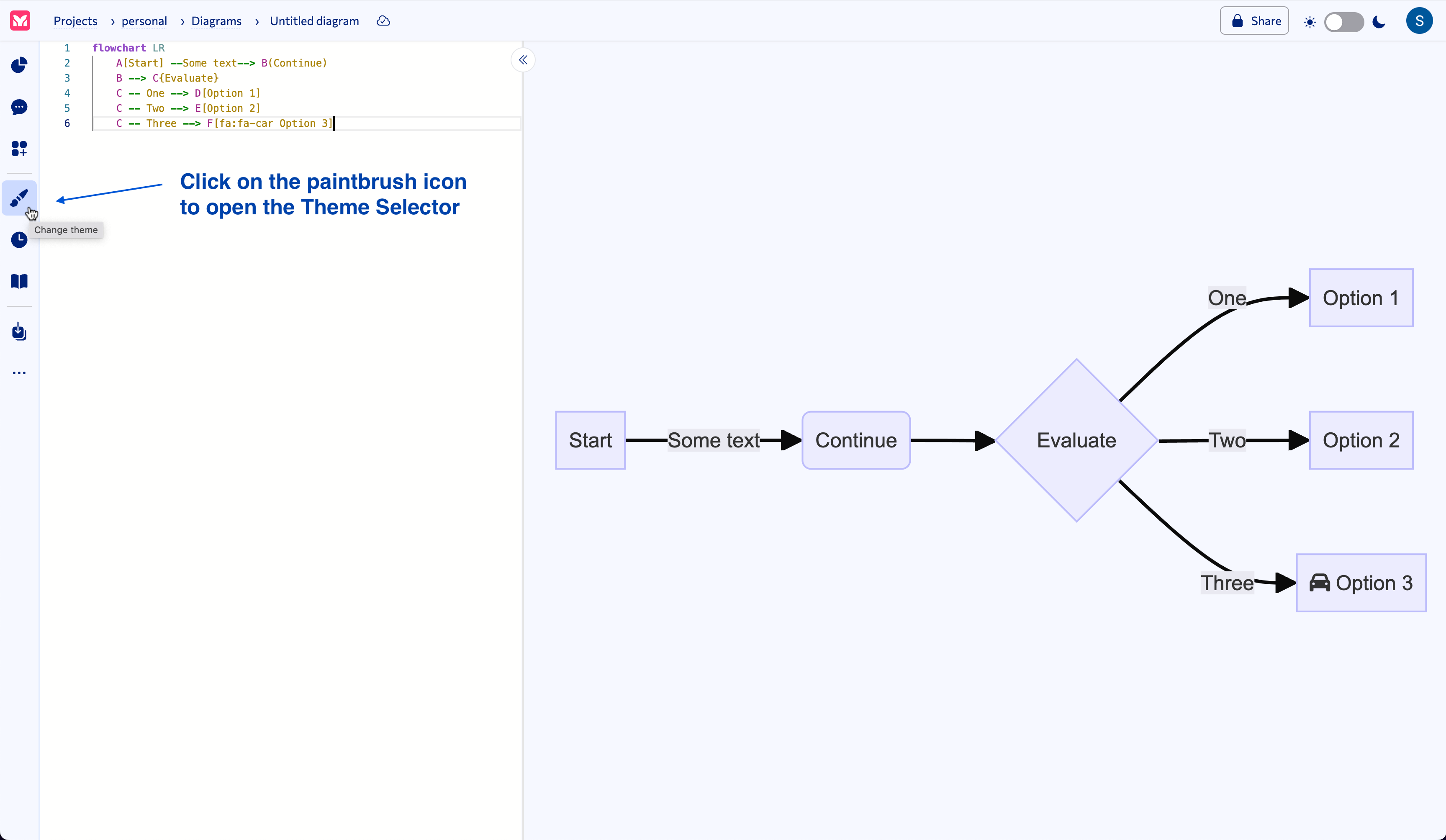 Theme selector dropdown